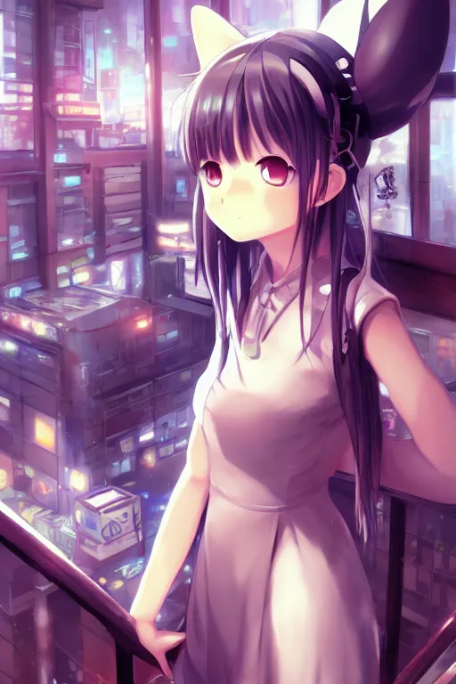 Prompt: nekopara fantastically detailed reflecting eyes modern anime style art cute detailed ears cat girl neko dress portrait shinkai makoto vibrant Studio ghibli kyoto animation hideaki anno Sakimichan Stanley Artgerm Lau Rossdraws James Jean Marc Simonetti elegant highly detailed digital painting artstation pixiv cyberpunk sharp focus