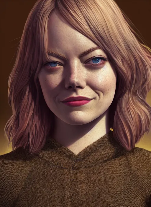 Image similar to emma stone, hyper detailed, digital art, trending in artstation, cinematic lighting, studio quality, smooth render, unreal engine 5 rendered, octane rendered, art style by klimt and nixeu and ian sprigger and wlop and krenz cushart.