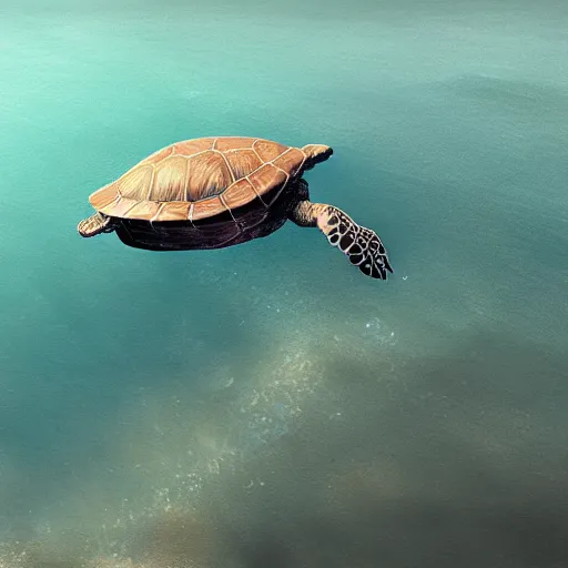 Image similar to a turtle in the sea, cute, minimalistic drawing, unreal engine, 8 k resolution, digital painting, by wlop, greg rutkowski