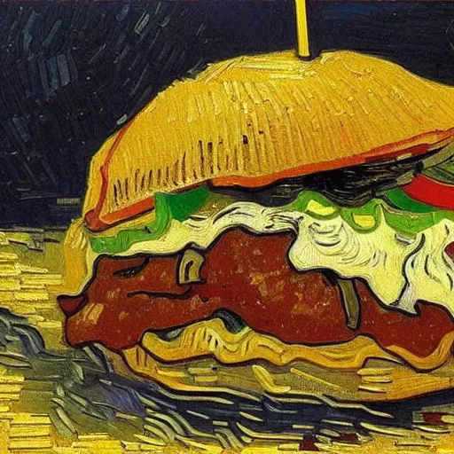 Image similar to a doner kebab by vincent van gogh, digital art, trending on artstation