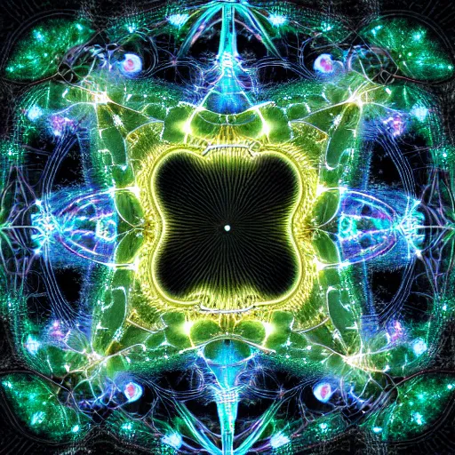 Prompt: the cosmic fractal core that underlies the universe illuminated by the souls of the dead