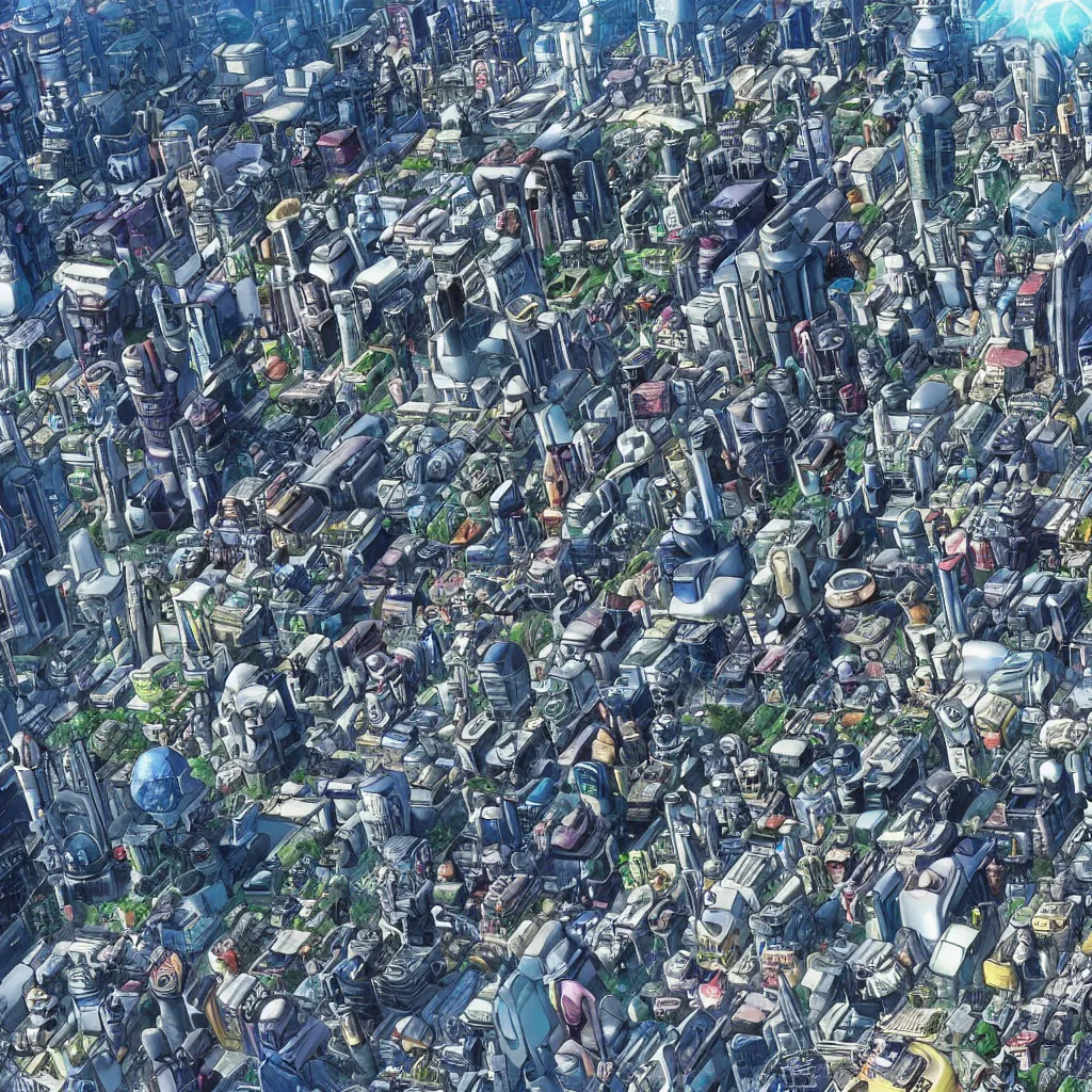 Image similar to photo of zalem city in alita battle angel, by yukito kishiro