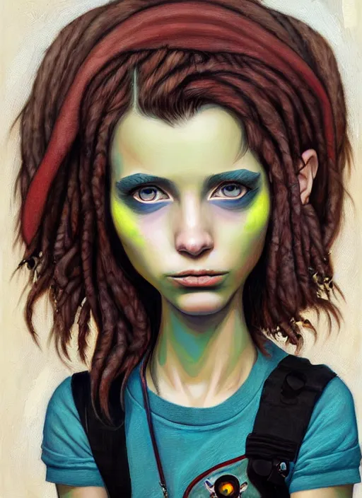 Image similar to a portrait of a pretty sewer punk young lady by aaron jasinski