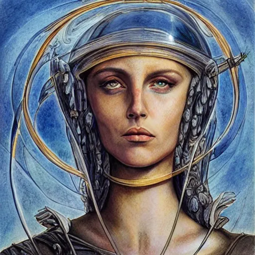Image similar to most beautiful jeanne d'arc in the style of william blake, terese nielsen, detailed, intricate, beautiful faces, steve argyle, epic, mesmerizing, triumphant fate, pastoral fantastic reality