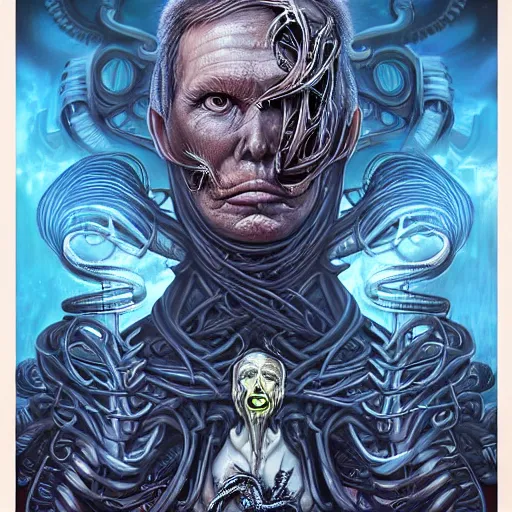 Image similar to Lofi Giger Lovecraft Lovecraftian BioPunk Trump portrait Pixar style by Tristan Eaton Stanley Artgerm and Tom Bagshaw