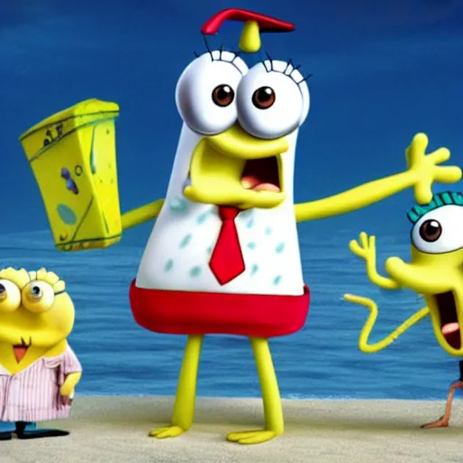 Prompt: Squidward, spongebob characters, cgi