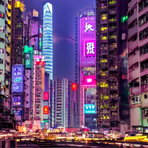 Prompt: neo hong kong, late at night, hyperrealistic, cyberpunk