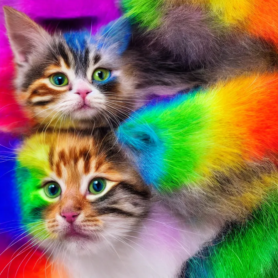 Prompt: a Rainbow kitten, ultra realistic, 8K