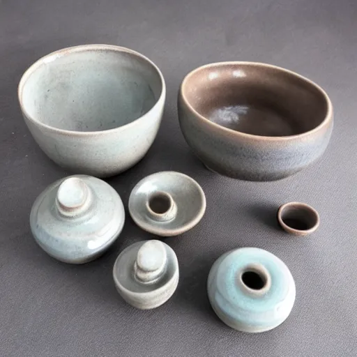 Image similar to wheel - thrown wabi - sabi ceramic set