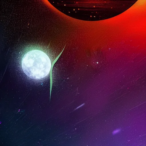 Image similar to a painting of a night sky with stars and a moon, computer graphics by petros afshar, pixabay contest winner, space art, matte background, sci - fi, fantasy