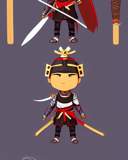 Image similar to a cute african samurai warrior, cute chibi anime style, artstation, deviantart, pinterest, yasuke 5 0 0 px models