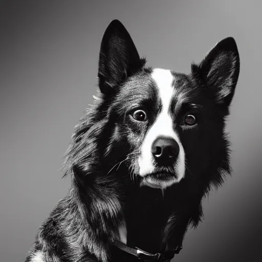 Image similar to a black and white matte painting of a dog in the style of Sam Webber