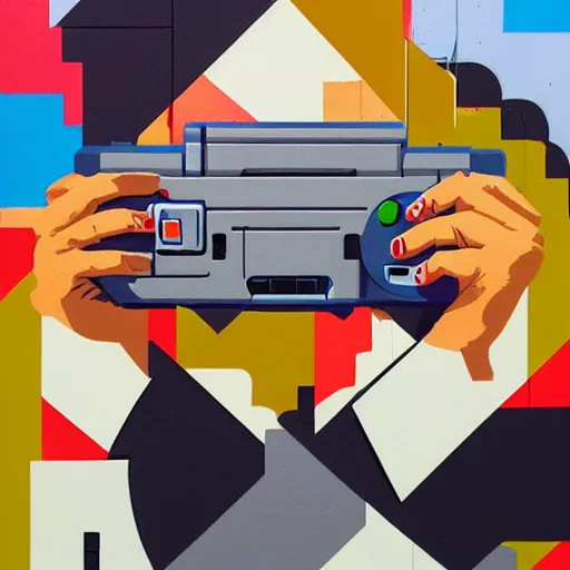 Prompt: Super Nintendo painting by Sachin Teng, asymmetrical, Organic Painting , Hard Light and long shadows, Matte Painting, geometric shapes, hard edges, graffiti, street art, 300 dpi :2 by Sachin Teng:4