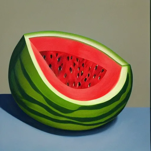 Image similar to painting of a watermelon by rene magritte, hd, 4 k, detailed, award winning