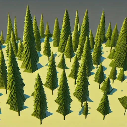 Image similar to a forest of 3d low poly trees