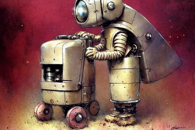 Image similar to adventurer ( ( ( ( ( 1 9 5 0 s retro future robot mouse tunneling machine. muted colors. ) ) ) ) ) by jean baptiste monge!!!!!!!!!!!!!!!!!!!!!!!!! chrome red