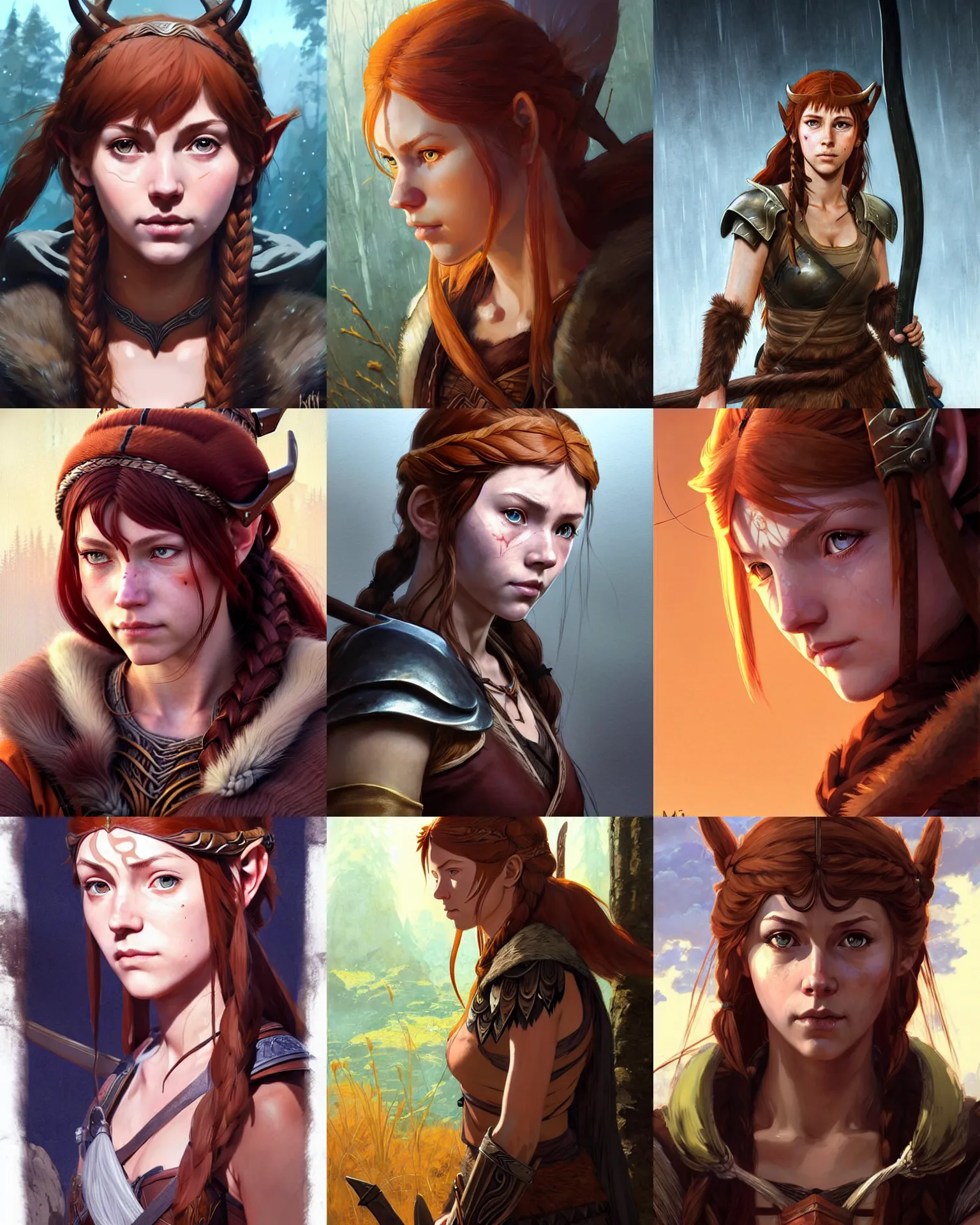 Prompt: A beautiful young Aela the Huntress from Skyrim || cute-fine-face, pretty face, realistic shaded Perfect face, fine details. Anime. realistic shaded lighting poster by Ilya Kuvshinov katsuhiro otomo ghost-in-the-shell, magali villeneuve, artgerm, Jeremy Lipkin and Michael Garmash and Rob Rey