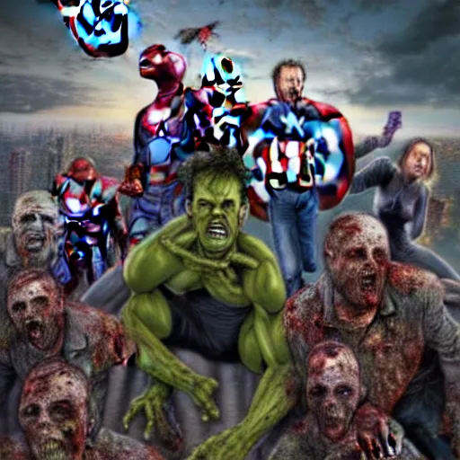 Image similar to a portrait of the avengers as zombies, highly detailed, digital photo, hdri, by christopher bretz and john carpenter, vivid colors, high contrast, 8 k resolution, intricate, photorealistic, smooth, psychedelic color scheme, concept art, award winning, cg society contest winner