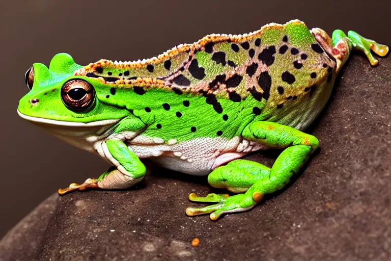 Image similar to half chameleon , half frog
