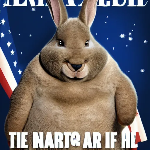 Image similar to hyper realistic big Chungus as the president of the United States of America. Award winning photography