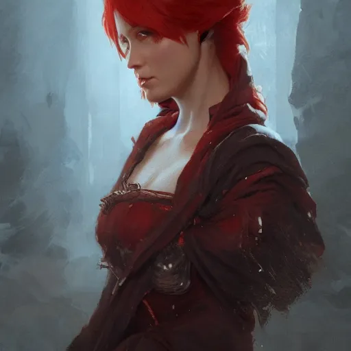 Prompt: portrait of a stunning young irish woman with red hair wearing tattered brown robes, HD, D&D 4k, 8k, incredibly detailed, intricate, masterpiece, digital illustration by greg rutkowski, trending on artstation, character design, concept art