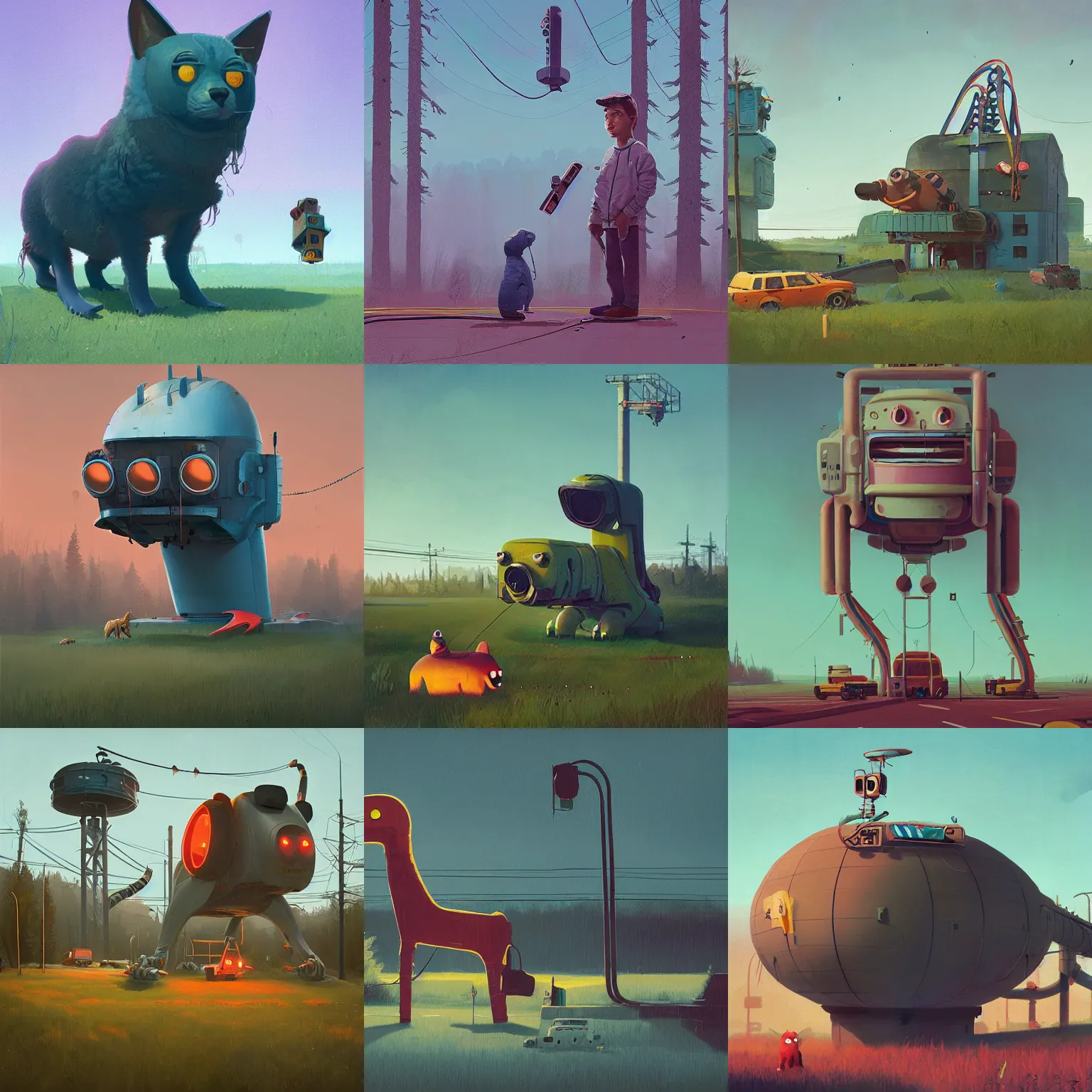 Prompt: simon by cat cute stalenhag