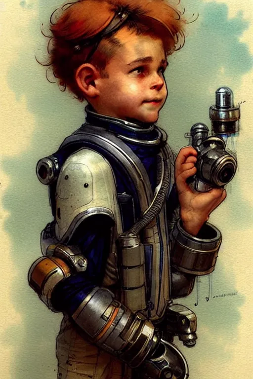 Image similar to ( ( ( ( ( 2 0 5 0 s retro future 1 0 year boy old super scientest in space pirate mechanics costume full portrait. muted colors. ) ) ) ) ) by jean - baptiste monge!!!!!!!!!!!!!!!!!!!!!!!!!!!!!!