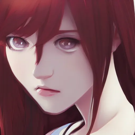 Prompt: illustration of kurisu makise by ryohei fuke, ilya kuvshinov, lois van baarle, wlop, concept art, trending on artstation, artgerm, luminecent eyes fine details, realistic shaded lighting, detailed eyes, pretty face