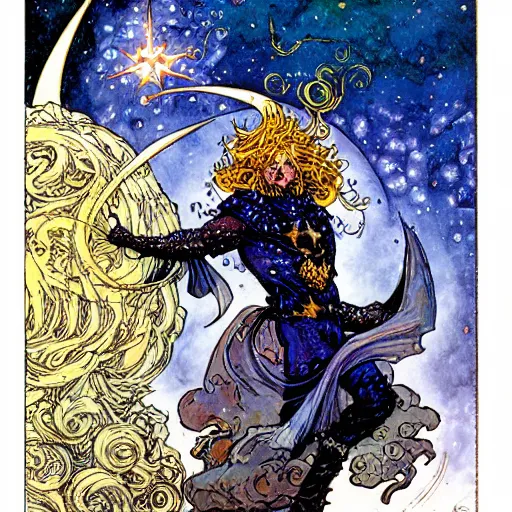 Prompt: Cosmic wizard by Rebecca Guay