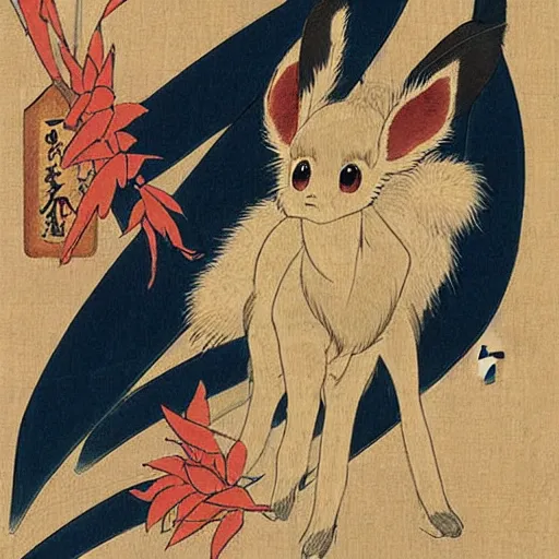 Image similar to Beautiful Ukiyo-e painting of an Eevee