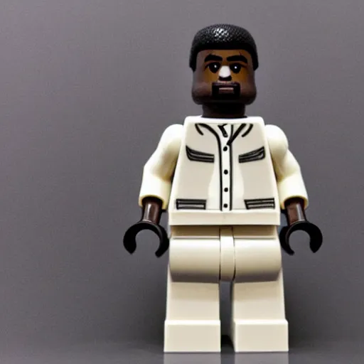 Prompt: Kanye West as a Lego minifigure