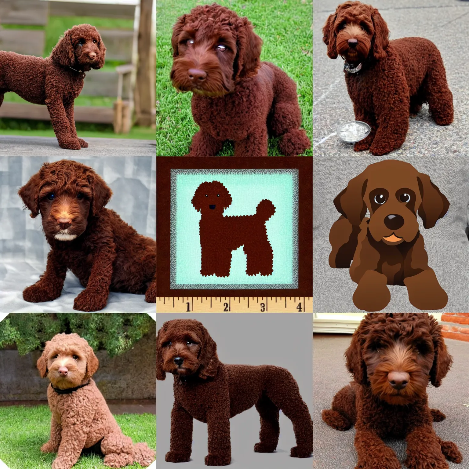 Prompt: minecraft chocolate brown labradoodle