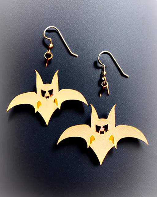 Prompt: spooky bat, 2 d lasercut earrings,