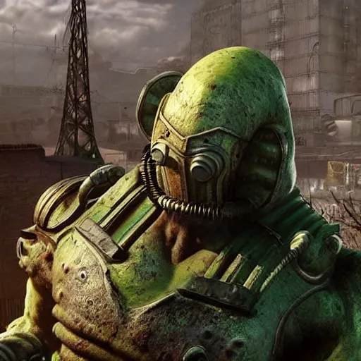 Image similar to super mutant from fallout, hyper realistic, highly detailed, high quality, high resolution