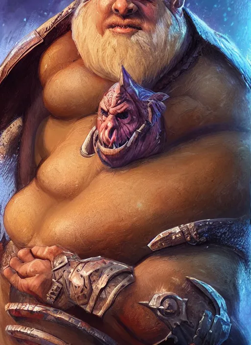 Image similar to fat human male, ultra detailed fantasy, dndbeyond, bright, colourful, realistic, dnd character portrait, full body, pathfinder, pinterest, art by ralph horsley, dnd, rpg, lotr game design fanart by concept art, behance hd, artstation, deviantart, hdr render in unreal engine 5