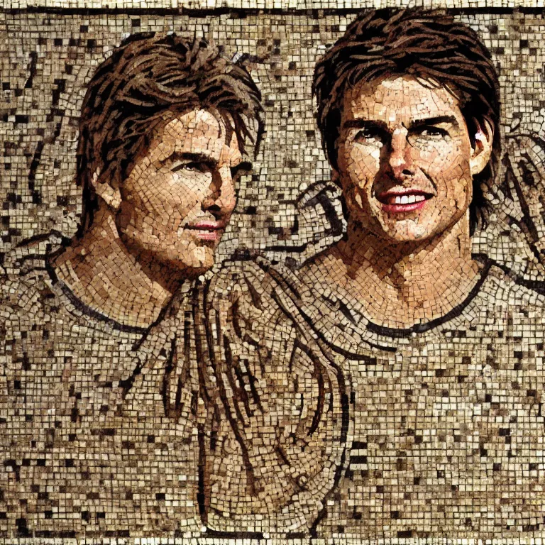 Image similar to tom cruise in a ancient roman mosaic