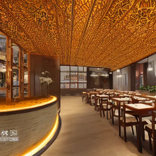 Image similar to a beautiful hyperdetailed interior render of roasted string hotpot restaurant restaurant yan'an, wall corner, from china, with merchant logo, fine delicate structure, chinese style, simple composition, simple style structure decoration design, victo ngai, 4 k hd