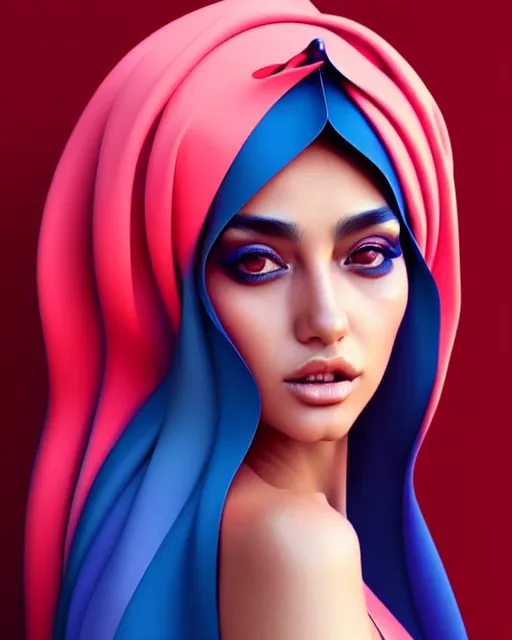 Image similar to richly detailed color illustration of very very beautiful Arab fashion model illustrated by Artgerm and Mina Petrovic and Timothy Kong and Marina Federovna. 3D shadowing