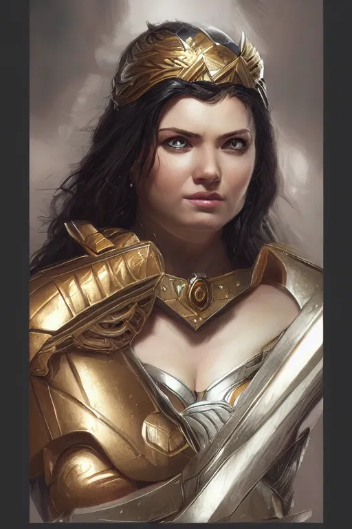 Image similar to amazon valkyrie athena, d & d, fantasy, portrait, highly detailed, headshot, digital painting, trending on artstation, concept art, sharp focus, illustration, art by artgerm and greg rutkowski and magali villeneuve