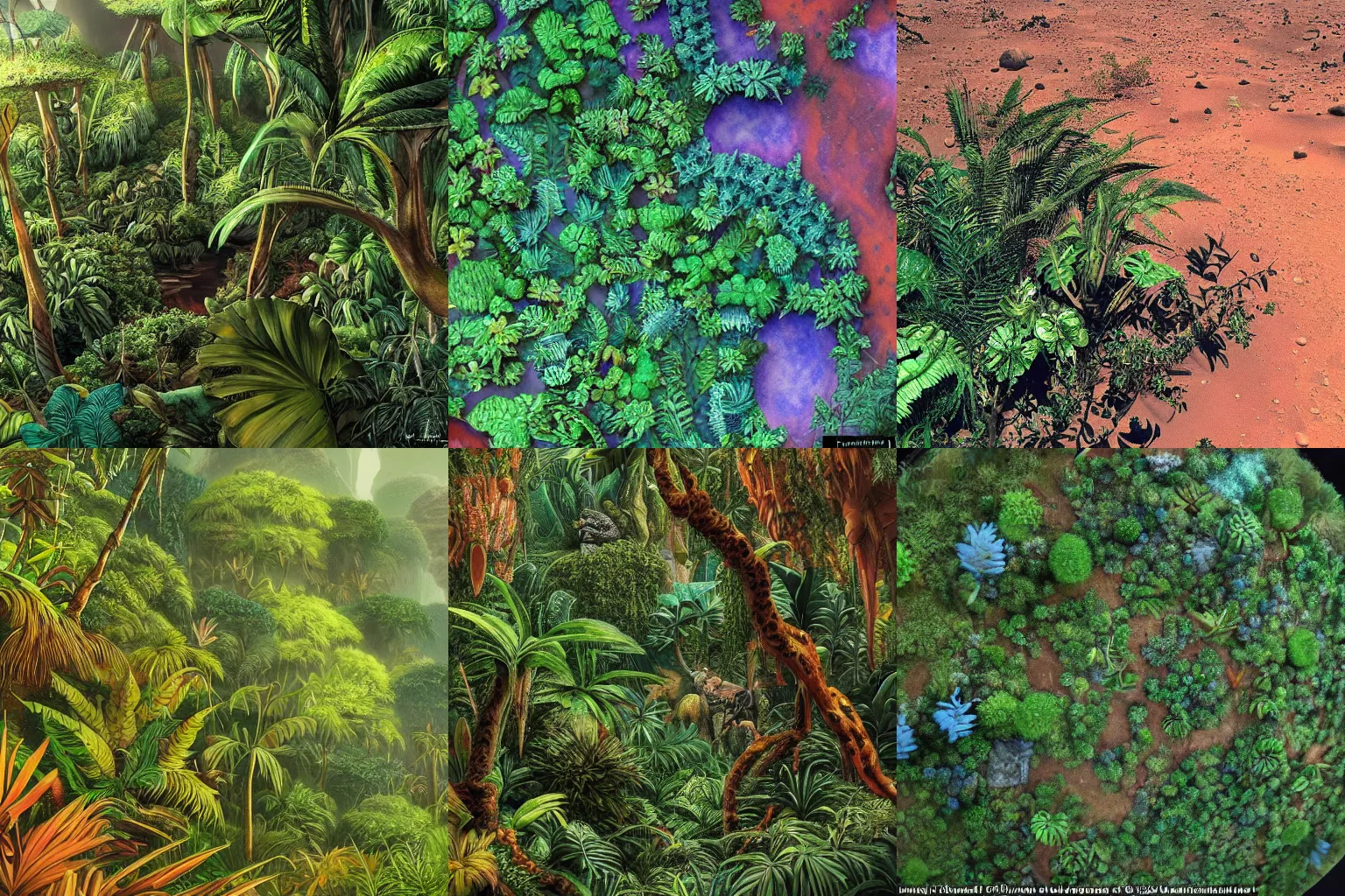 Prompt: a beautiful detailed jungle on the mars