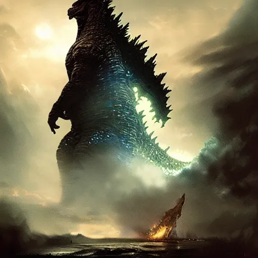 Image similar to godzilla, fantasy, greg rutkowski