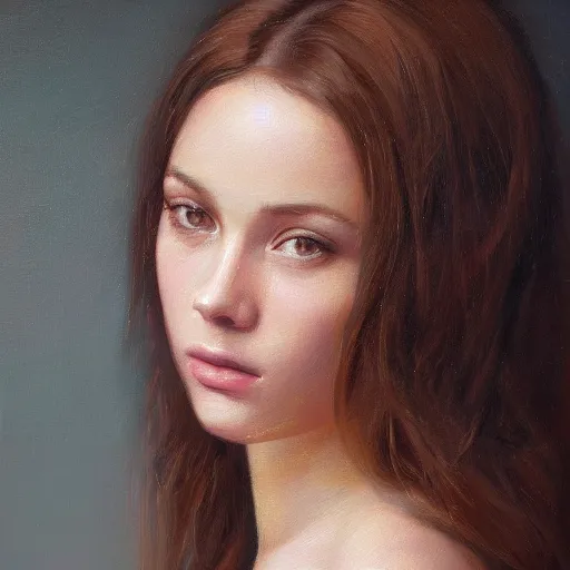 Image similar to A portrait of the most beautiful girl in the world, oil painting, majestic, detailed, high resolution