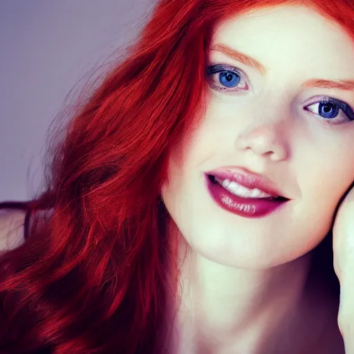 Prompt: a photo of a beautiful redhead woman