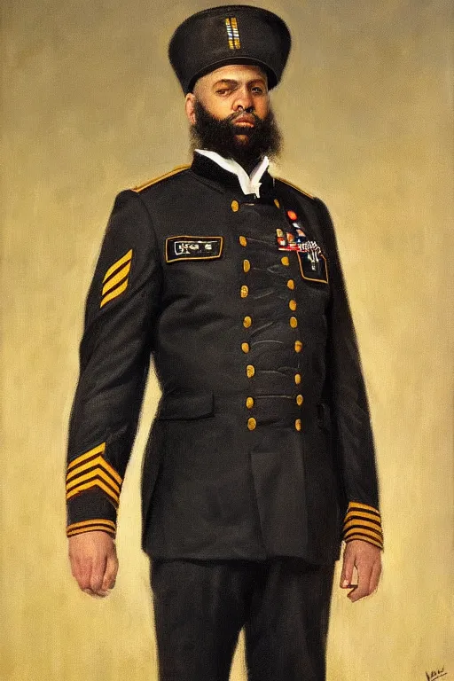 Image similar to full body portrait of the dictator of the brooklyn nets, 1 8 8 9, in full military garb, oil on canvas by william sidney mount, trending on artstation