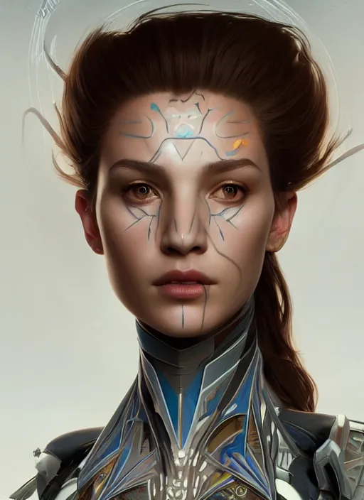 Image similar to symmetry!! portrait of smooth skin alien in the style of horizon zero dawn, machine face, intricate, elegant, highly detailed, digital painting, artstation, concept art, smooth, sharp focus, illustration, art by artgerm and greg rutkowski and alphonse mucha, 8 k