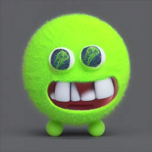 Prompt: photorealistic award winning photography tennis ball monster