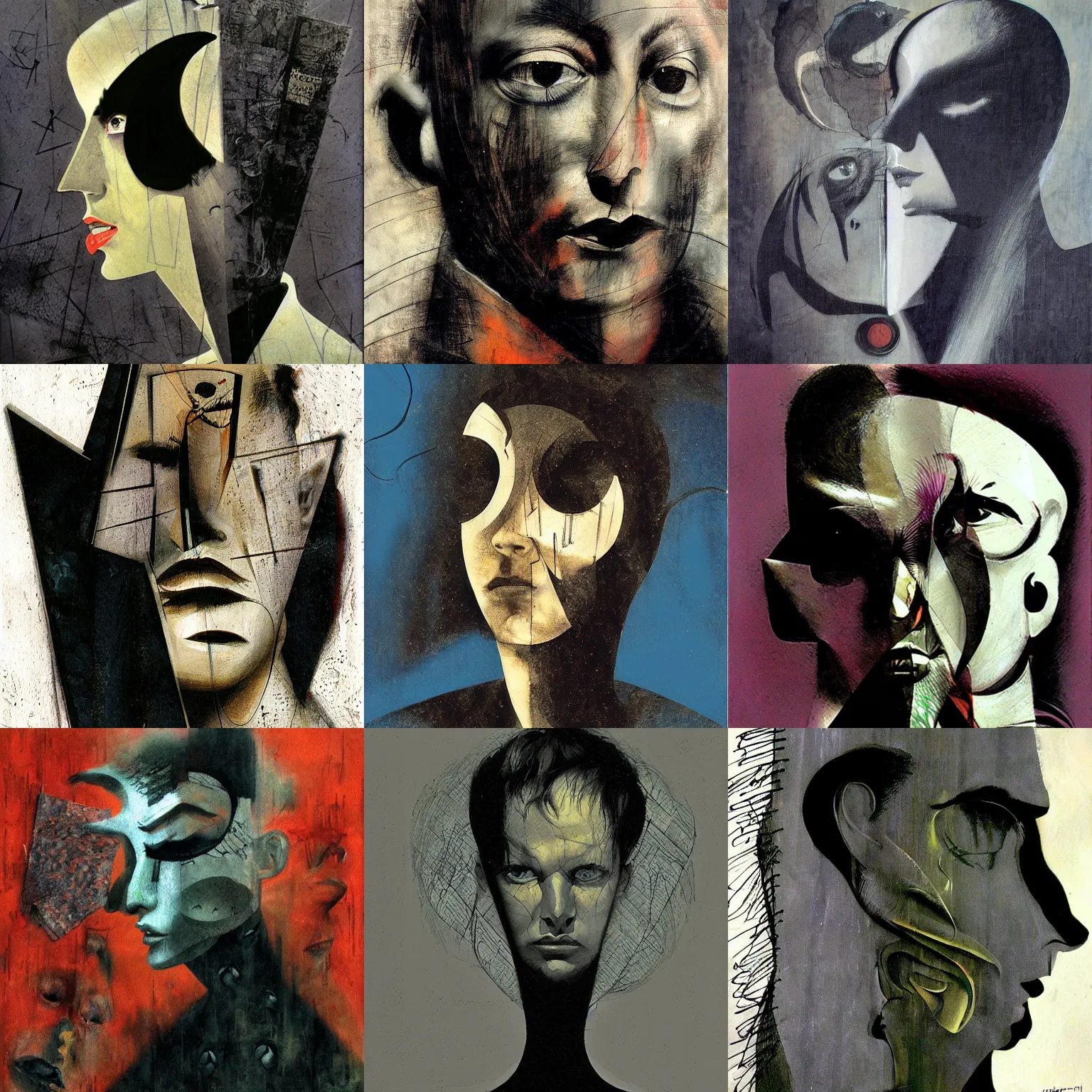 Prompt: untitled portrait, by dave mckean