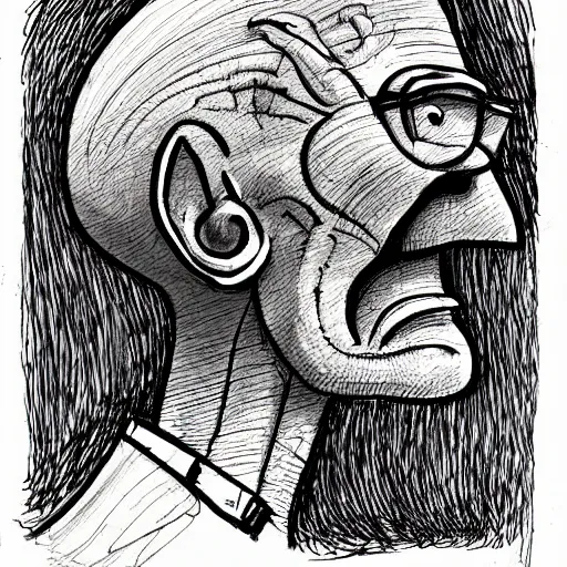 Image similar to a realistic yet scraggly portrait sketch of the side profile of a stern and sophisticated squidward tentacles, trending on artstation, intricate details, in the style of frank auerbach, in the style of sergio aragones, in the style of martin ansin, in the style of david aja, in the style of mattias adolfsson