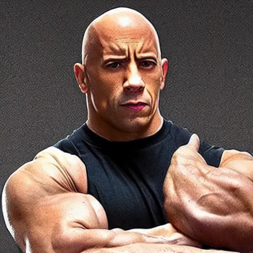 Prompt: combination of Dwayne Johnson and Vin Diesel