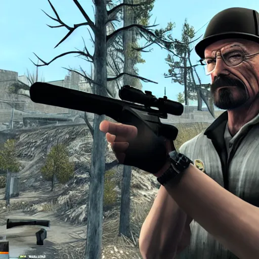 Prompt: walter white in counter strike, video game